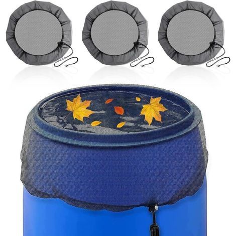 3 Pcs Filet pour Citerne de Pluie: Filet de Protection avec Cordon Serrage Réservoir D'eau Couvercle Ajustable, Filet Protection Protège Contre Feuilles et Larves Moustiques - Diamètre 80 cm (1/5)