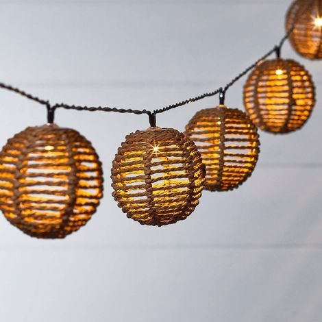 1 Guirlande Solaire, 10 Boules Rotin, LED Blanc Chaud, 8 Modes, 2,25m, Jardin Balcon Patio (1/5)