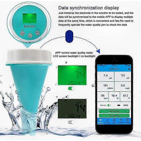 Intelligenter 6-in-1-Bluetooth-Wasserqualitätsdetektor mit Online-Überwachung für pH-Wert, Chlor und mehr, netzbetriebenes Messgerät für Schwimmbäder (1/5)