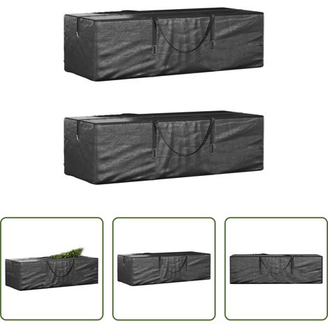 vidaXL Sacs en polyéthylène - Sacs de rangement pour sapin de Noël 2 pcs noir polyéthylène (1/5)