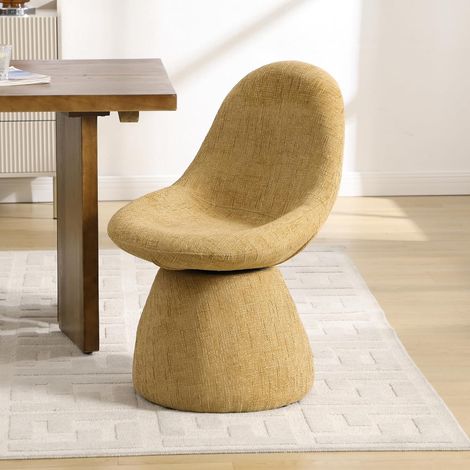 Wahson Esszimmerstuhl drehbar gepolsterter Küchenstuhl ohne Armlehnen Drehstuhl Esszimmer Polsterstuhl Schminkstuhl, 1 Stück, Chenille, Gelb