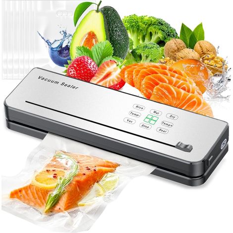 Machine Sous Vide Alimentaire 8 en 1 Avec Contrôle de la Température, Coupe-Aliments Intégré et Affichage LED Visible Pour la Conservation des Aliments Secs et Humides Avec 10 Sacs Sous Vide (1/5)