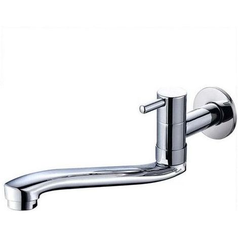 pair Robinet Mural Évier Cuisine Extérieur Jardin Laiton Levier Unique Eau Froide 30 cm (1/4)