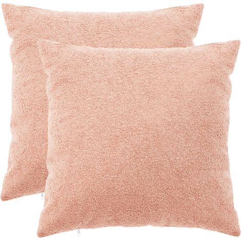 Housse de coussin 2 pcs HEERLEN Rose 65 x 65 cm Bouclé vidaXL (1/5)
