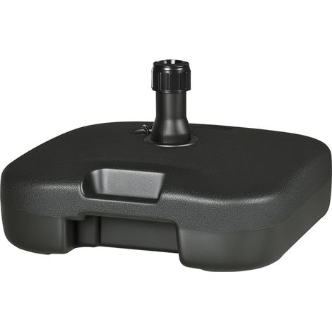 Pied de parasol, support de parasol, remplissable de sable ou d'eau, coins arrondis, plastique PEHD, noir, 46 x 45 x 26 cm, supporte jusqu'à 30 kg, poids net 1,6 kg (1/5)