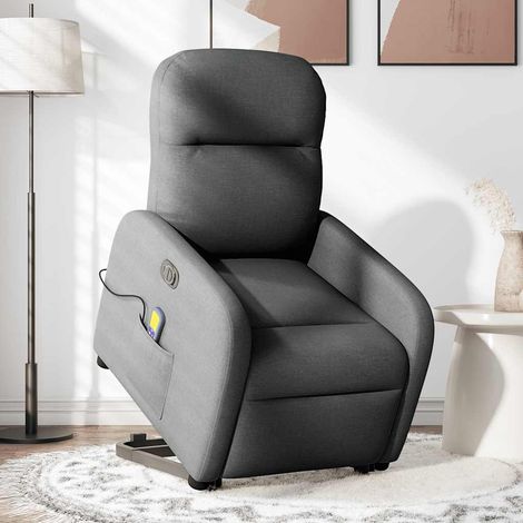 Maison Exclusive - Poltrona Alzapersona Massaggi Elettrica Grigio Scuro Tessuto