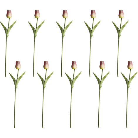 Tulipe Artificielle - 10 Pièces - Hauteur 35 cm - Tige Flexible en Fil Acier Recouverte de PU - Pour Décoration Maison Bureau Mariage (1/5)