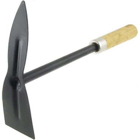 Outil de jardinage en métal avec manche en bois, houe, noire (1/5)