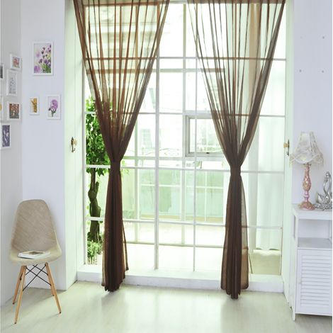 Voile Curtain - 100 x 200 cm - Sheer Tulle Drape Panel for Door or Window - Modern Light-Filtering Valance - 1 Piece (1/2)