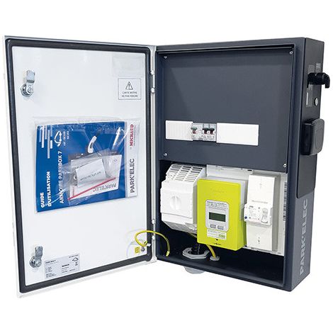 Michaud – Armoire de recharge PARKBOX 7 monophasée – Prise type 2S 7,4 kVA – Coupe-circuit à fusibles AD – Panneau de contrôle pour compteur LINKY®