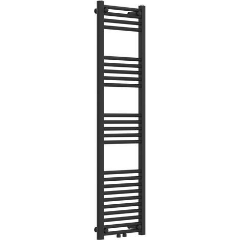 Radiateur sèche-serviettes chauffage salle de bain acier 140 x 40 cm noir (1/5)