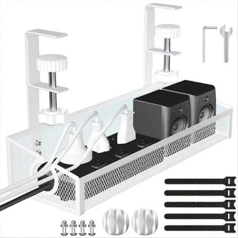 Ausziehbarer Kabelorganizer für Schreibtische (ohne Bohren), mit Ablage und aufsteckbarem Kabelaufbewahrungssystem. Kabelorganizer für Computertische. (1/5)