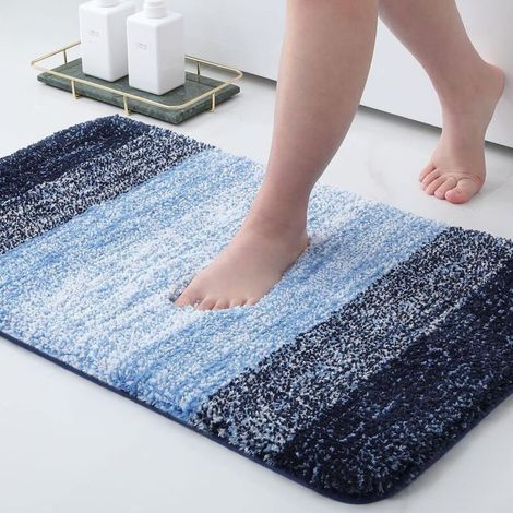 Mikrofaser-Badematte, dicke, flauschige Badematte, maschinenwaschbare Trockenbadematte für Bad, Badewanne und Dusche, 50,8 x 81,3 cm, blau
