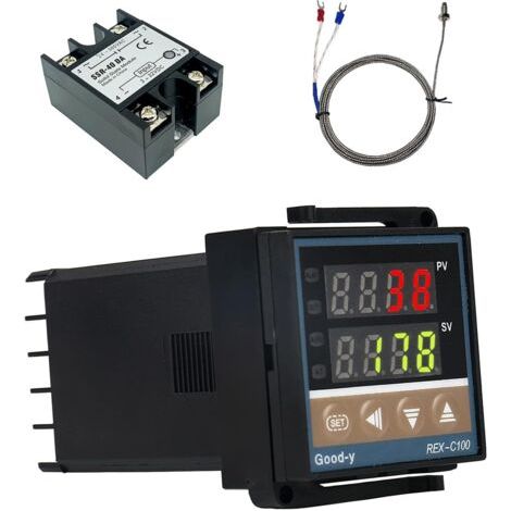 Thermostat numérique REX-C100 – Plage de température 0-1300 °C – Alarme PID – Sortie relais SSR – Précision ±1 °C pour applications industrielles (1/5)
