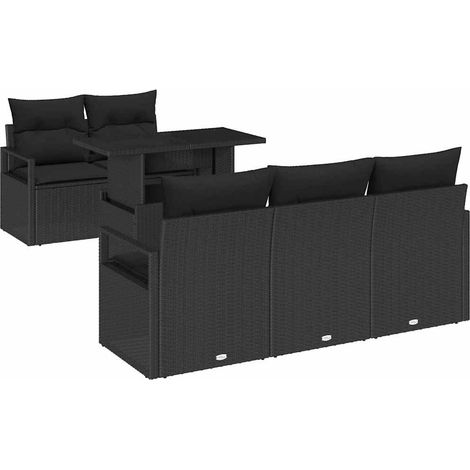 Maison Exclusive - Set Divano da Giardino con cuscino 6 pcs Nero Poly Rattan