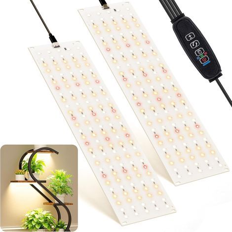 Lampe Plante Interieur, 135 LEDs x 2 Pièces Lampe Horticole, Lumière de Plante, Favorise la Croissance des Plantes, Lampe Plante avec Minuterie, 10 Niveaux de Luminosité (1/5)