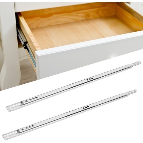 Ensemble de 2 pièces de glissières à billes en tôle d'acier laminée à froid pour tiroirs et meubles, 400 x 17 mm (1/5)