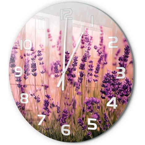 Horloge Murale Ronde Facile à Lire en Verre Silencieuse Salon Cuisine Bureau Lavande fi 60 cm (1/5)
