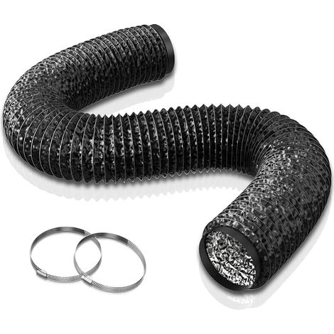 200 mm PVC Ventilation Hose, Flexible Aluminium Air Vent Hose for Air Conditioning, Dehumidifier Extractor, Black (1/5)