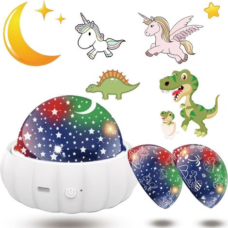 Projecteur LED en forme d'œuf de dinosaure avec veilleuse, USB, couleurs réglables, rotation à 360°, rechargeable, pour chambre à coucher, chambre d'enfant. (1/5)