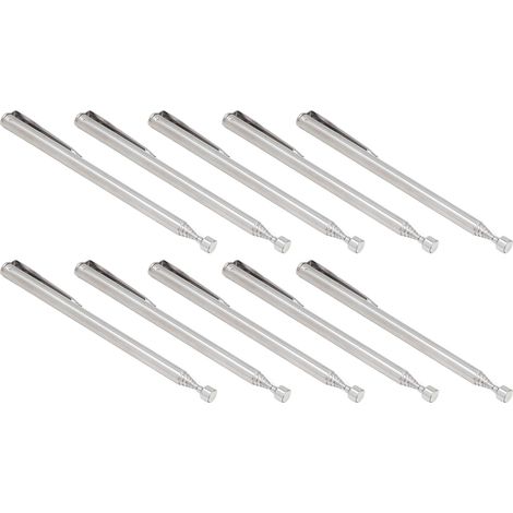 Lot de 10 outils de ramassage magnétiques télescopiques en acier inoxydable avec clip de poche (1/5)