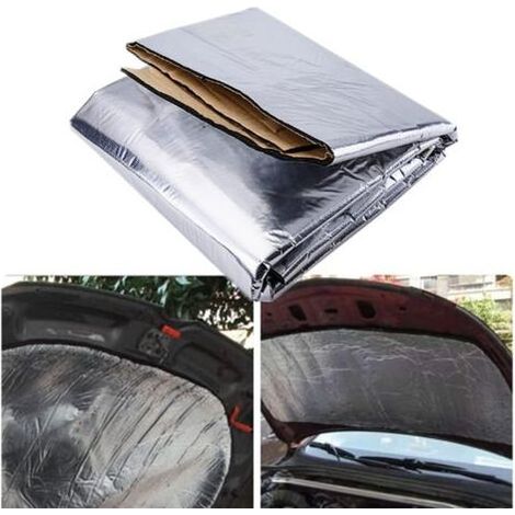 Isolant Thermique AutoAdhésif, 1.4 m x 1 m Tapis D'isolation Phonique et Thermique pour Voiture, Auto Tapis D'isolation Acoustique, Thermique pour Capot Moteur et Coffre (1/5)