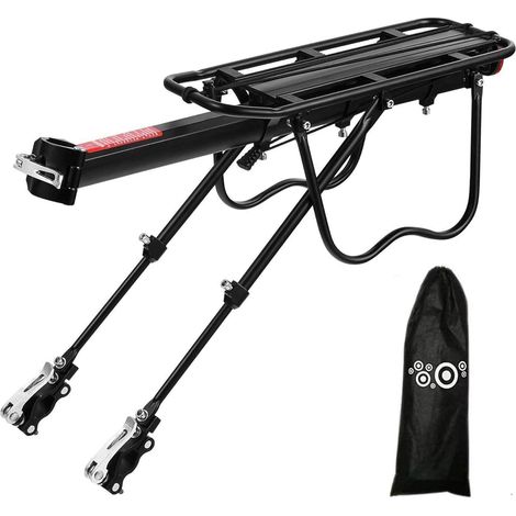 Vélo Porte Bagage, Universel Transporteur Vélo arrière Footstock Rack Aluminium Réglable Panier VTT Support Tige de Selle Vélo Accessoires avec Réflecteur (1/5)
