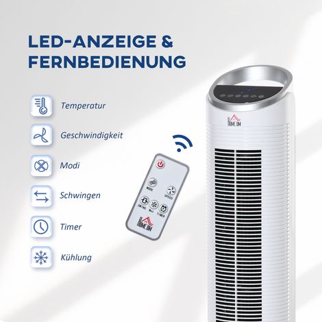 Ventilateur de sol (modèle tour) : 45W, silencieux, 3 niveaux de vitesse, oscillation 70°, matériau ABS, noir (Ø27 x H75 cm) - Pour rafraîchissement confortable (1/5)