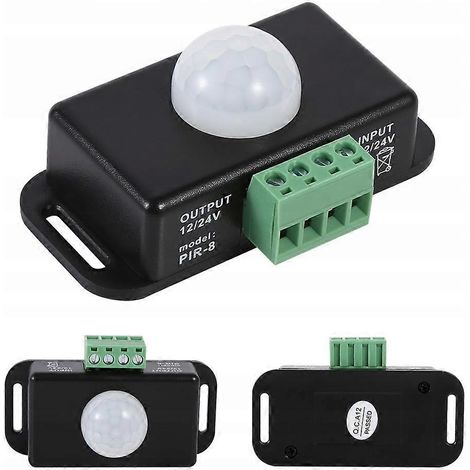 Interrupteur variateur LED à détecteur de mouvement infrarouge 12 V/24 V avec capteur PIR (noir) (1/5)