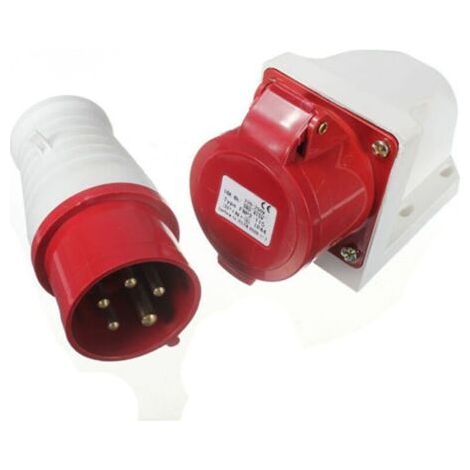 NALOOKAMIC  Prise Fiche Triphasée 16A 5 Broches IP44 Résistant Intempéries 380-415V 3P+N Terre