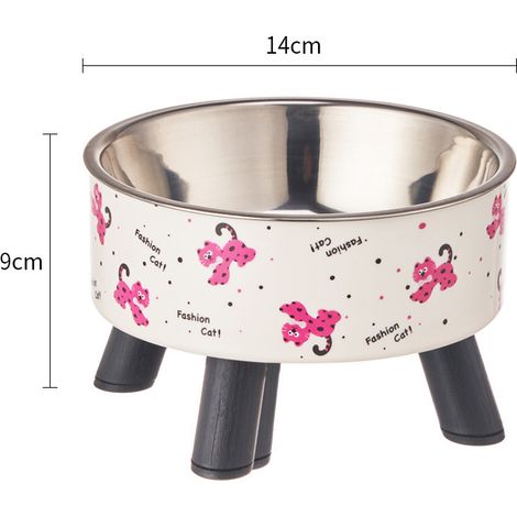 Gamelle haute pour animaux de compagnie, revêtement intérieur en acier inoxydable, bol antidérapant, convient aux chats et aux chiens