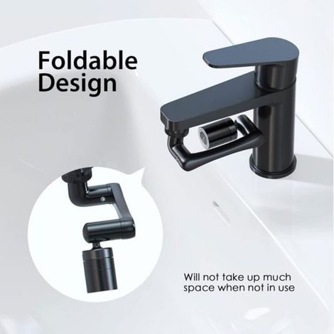 Rallonge de robinet 1440°, bras robotique pour évier cuisine et salle bain, 2 modes eau réglables, compatibles M20 M22 M24 noir (1/5)