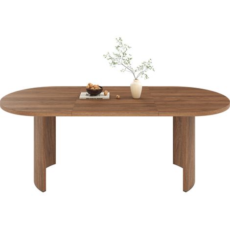 Mesa de comedor 200x90x75 cm de MDF nogal, tablero redondeado - MEUBLIV (1/5)