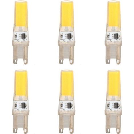 G9 LED-Lampe, 9-W-Halogenlampe, Kaltweiß 6500 K, 500 lm, flimmerfreie G9-LED, dimmbar, für Schlafzimmer, Wohnzimmer, Küche, 6 Stück [Energieklasse F]