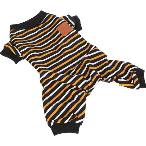 Pyjama rayé pour chien, doux et raffiné, à col montant, tricoté, pour chien à 4 pattes, idéal pour les séances photo et les fêtes. (1/2)