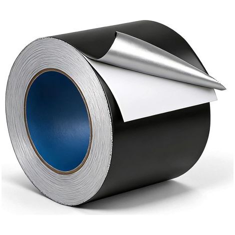 Ruban Adhésif Aluminium Noir 100 mm x 50 m. Épaisseur 0.07 mm – Scotch Haute Temperature avec Pellicule de Protection. isolant Thermique y Imperméable. Scotch Pare Vapeur pour Conduits (1/5)