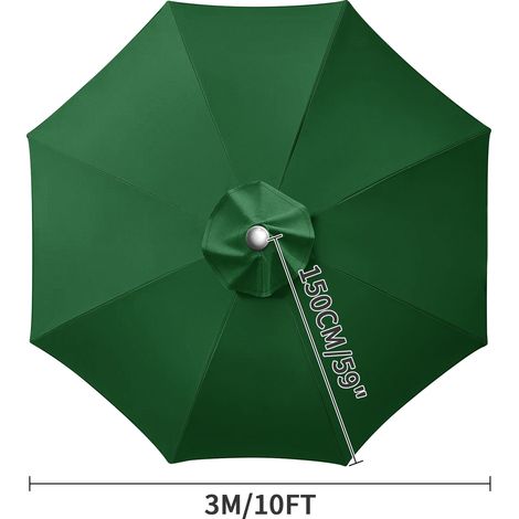(Vert, 8 nervures, 3M) Toile de rechange pour auvent d'ombrage, imperméable, résistante aux intempéries et aux UV. (1/5)