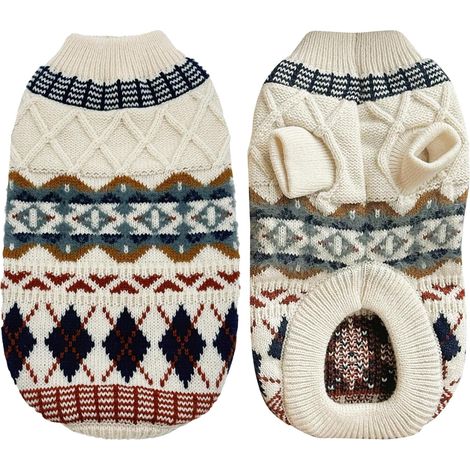 Pull Chien Pull pour Chien Petite Taille, Style Ethnique Pulls pour Petits Chiens de Taille Pulls Doux et Moelleux, Vêtement d'hiver Ultra Doux et Thermique, Vêtements Chauds pour L'automne (1/5)