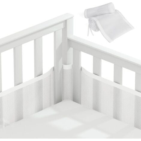 Tour de lit pour cabine de bébé, tour de lit, doublure en maille 3D, sans danger pour la circulation de l'air du berceau, adapté à tous les types de berceaux (blanc) (1/5)