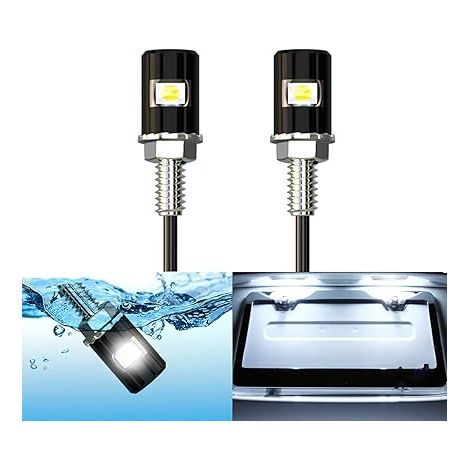 Plaque D'immatriculation Lumière, Boulon LED, 12V Imperméable LED Ampoule Moto Tag Light Moto Vélo Camion RV ATV, Blanc Froid (1/5)