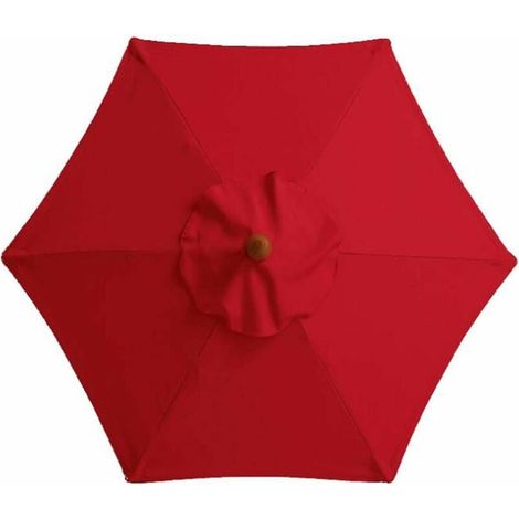 Copertura per ombrellone da 3 m, di ricambio, a 6 stecche, resistente allo sbiadimento, per patio, terrazza, mercato, tavolo, ombrellone, prato, piscina, rosso, formato A4 (1/3)