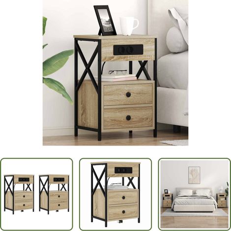 Rangement - Cabinet de chevet 2 pcs Chêne Sonoma 40 x 31 x 60 cm (1/5)