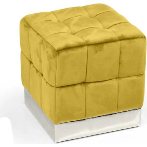 Gelber Samtpouf 39x39x40 cm, elegant und modern