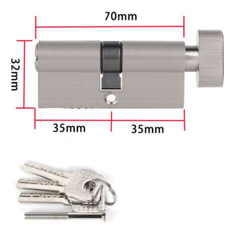 Serrure à cylindre en alliage de zinc de 70 mm (35/35), avec 3 clés, anti-effraction, anti-perçage, anti-choc (1/3)