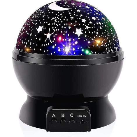 Nachtlicht für Kinder, Sternen-Nachtlicht, Nebel-Sternenprojektor mit 360°-Drehung – 4 LED-Lampen, 12 Lichtfarben, USB-Anschluss (1/5)