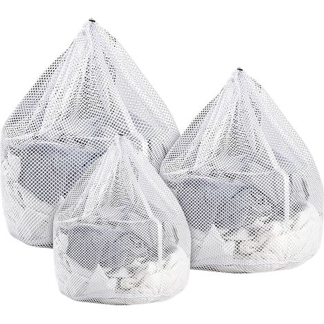 Lot de 3 sacs à linge en filet, réutilisables, avec cordon, pour laver chemisiers, sous-vêtements et pantalons. (1/5)