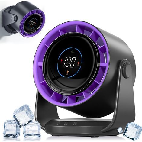 Tischventilator, 5000-mAh-Akku, LED-Anzeige, 1–199 Geschwindigkeitsstufen und 105° drehbarer Kopf, leistungsstarker Wandventilator für Büro, Zuhause, Schlafzimmer und Küche (1/5)