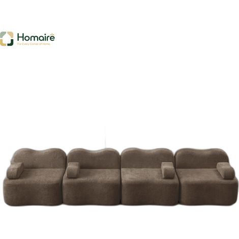 Canapé modulable en velours marron avec accoudoirs 384 x 98 x 70 cm HOMAIRE (1/5)