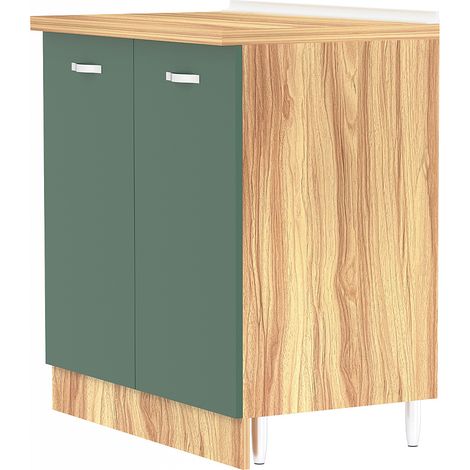 Mobile Base per Cucina Componibile in Legno Colore Verde con 2 Ante 2 Scomparti
