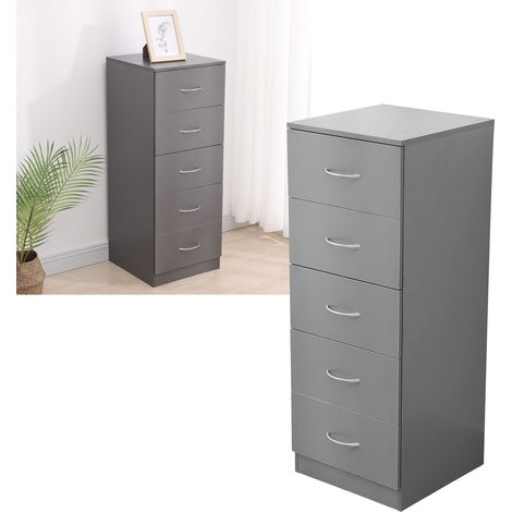 Armoire de Rangement avec 5 Tiroirs pour Salon Chambre Cuisine - Table de Chevet Commode